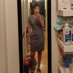 Grey Crew Neck Short Sleeve Sheath Dress